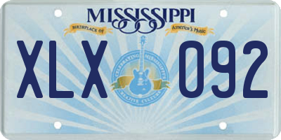 MS license plate XLX092