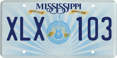 MS license plate XLX103