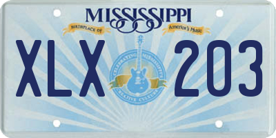 MS license plate XLX203