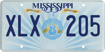 MS license plate XLX205