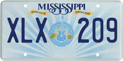 MS license plate XLX209