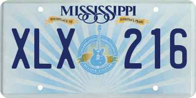 MS license plate XLX216