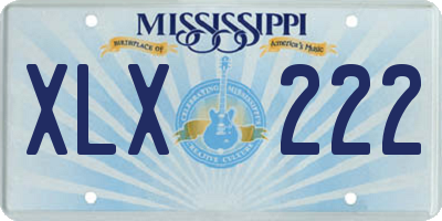 MS license plate XLX222