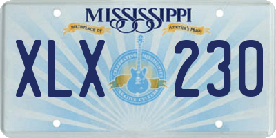 MS license plate XLX230