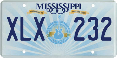MS license plate XLX232