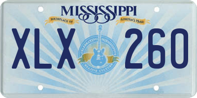 MS license plate XLX260