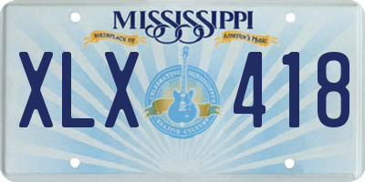MS license plate XLX418
