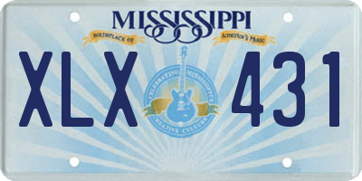 MS license plate XLX431