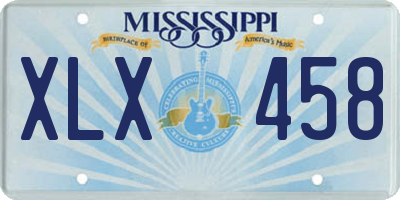 MS license plate XLX458