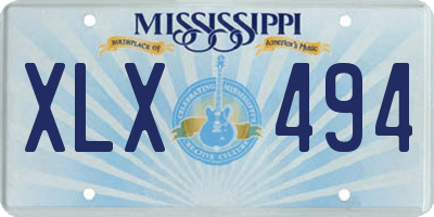 MS license plate XLX494