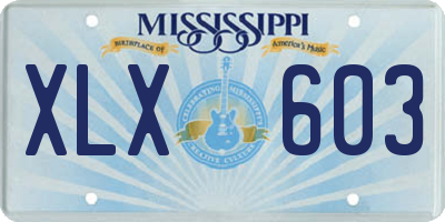 MS license plate XLX603