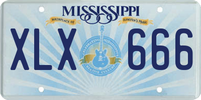MS license plate XLX666