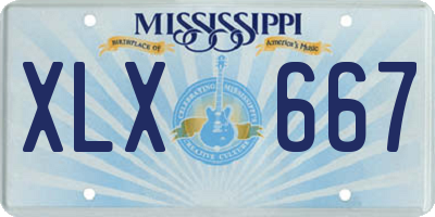 MS license plate XLX667