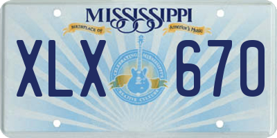 MS license plate XLX670