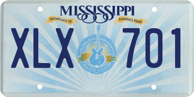 MS license plate XLX701