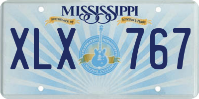 MS license plate XLX767