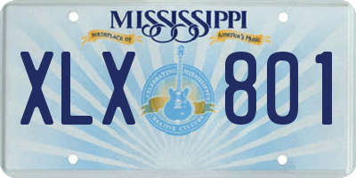 MS license plate XLX801
