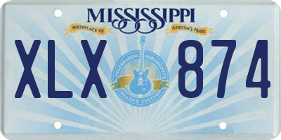 MS license plate XLX874