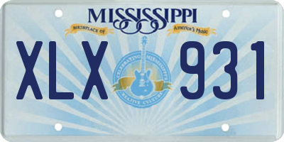 MS license plate XLX931