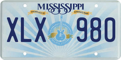 MS license plate XLX980