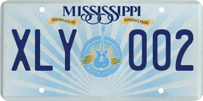 MS license plate XLY002