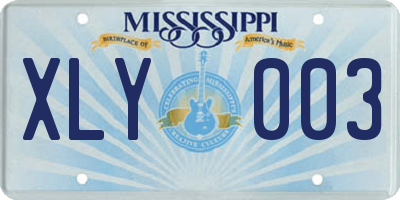 MS license plate XLY003