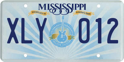 MS license plate XLY012