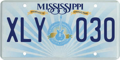 MS license plate XLY030