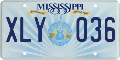 MS license plate XLY036