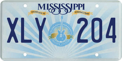 MS license plate XLY204
