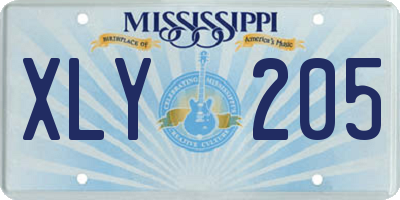 MS license plate XLY205
