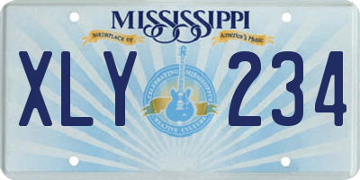 MS license plate XLY234