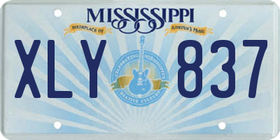 MS license plate XLY837