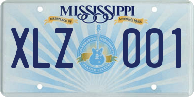 MS license plate XLZ001