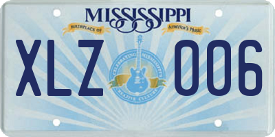 MS license plate XLZ006