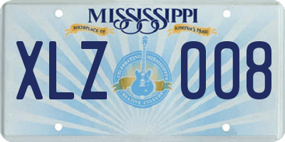 MS license plate XLZ008