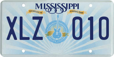 MS license plate XLZ010