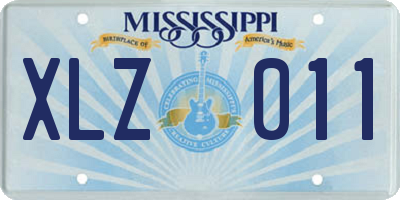 MS license plate XLZ011