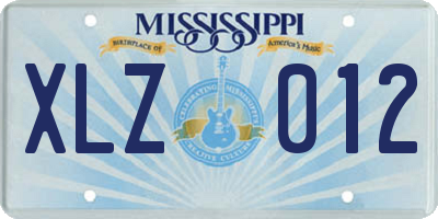 MS license plate XLZ012