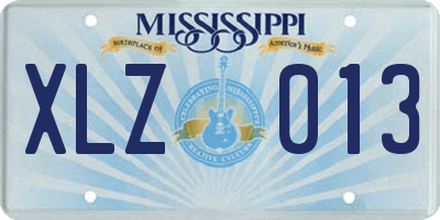 MS license plate XLZ013