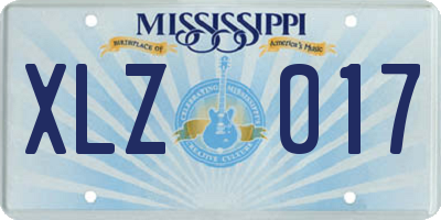 MS license plate XLZ017