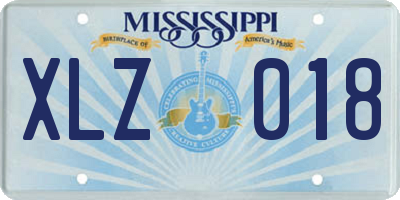 MS license plate XLZ018