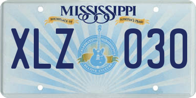 MS license plate XLZ030