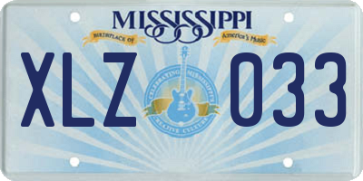 MS license plate XLZ033