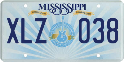 MS license plate XLZ038
