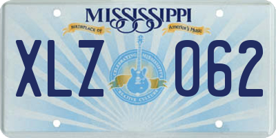 MS license plate XLZ062