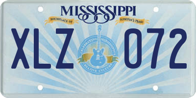 MS license plate XLZ072