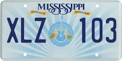 MS license plate XLZ103