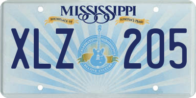 MS license plate XLZ205