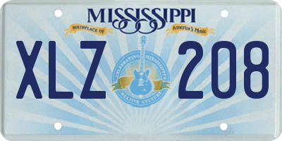 MS license plate XLZ208